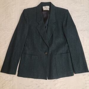 Vintage Acedemia Career Evan-Picone Emerald Green  Wool Jacket Size 12 Women